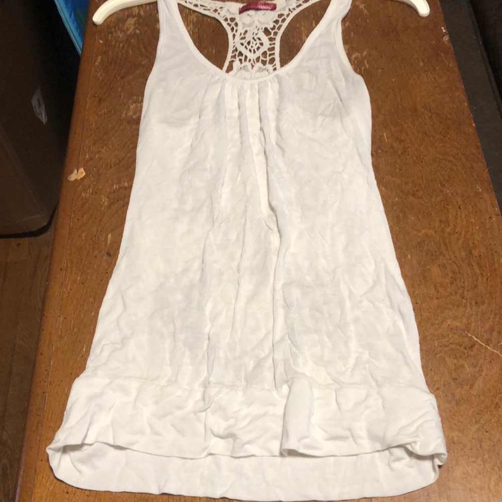 White tank top with crochet back
